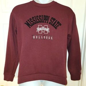 Mississippi State Bulldogs Embroidered Crew Neck Sweatshirt L Burgundy